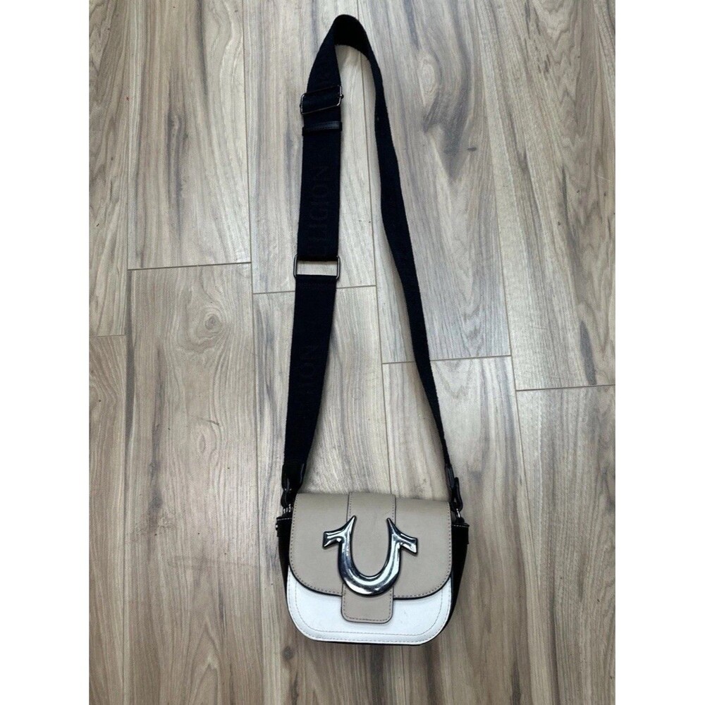true religion Brown White Black Mini Crossbody Saddle Bag